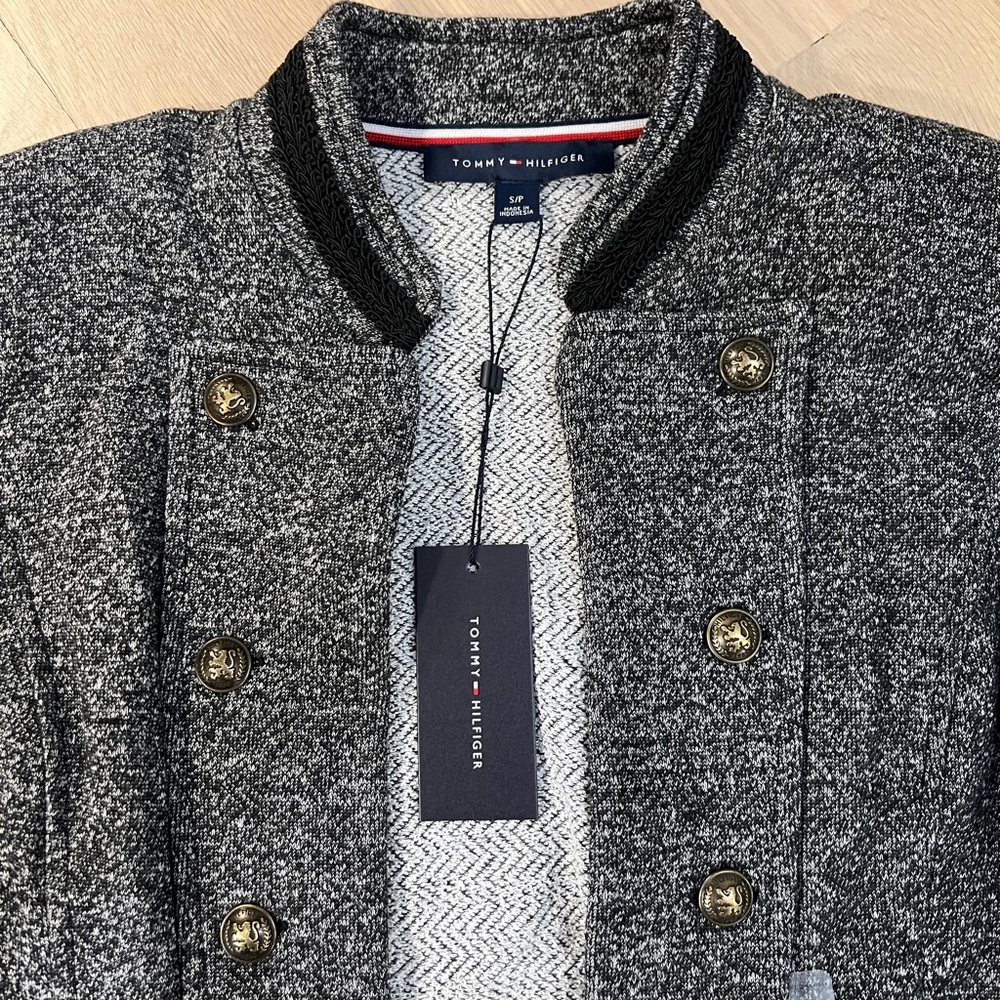 NWT Tommy Hilfiger Women's Marled Military Band Jacket Blazer Grey - Picture 6 of 8
